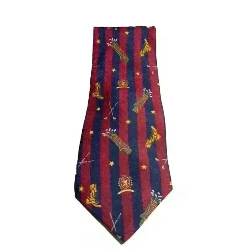 Vintage Tommy Hilfiger Tie Red / Navy Striped Silk Golf‎ Bag Club Shoes Necktie